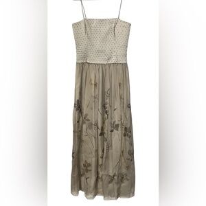 VINTAGE LINDA ALLARD ELLEN TRACY BEADED WATERCOLOR FLORAL DRESS NWT
